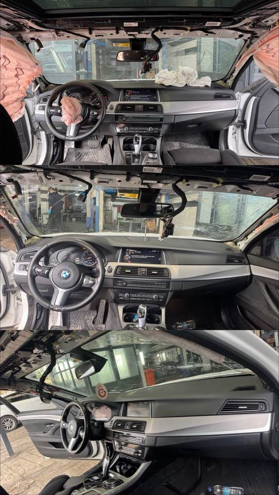 Kaza sonrası airbag'leri patlamış bir aracın iç mekanı